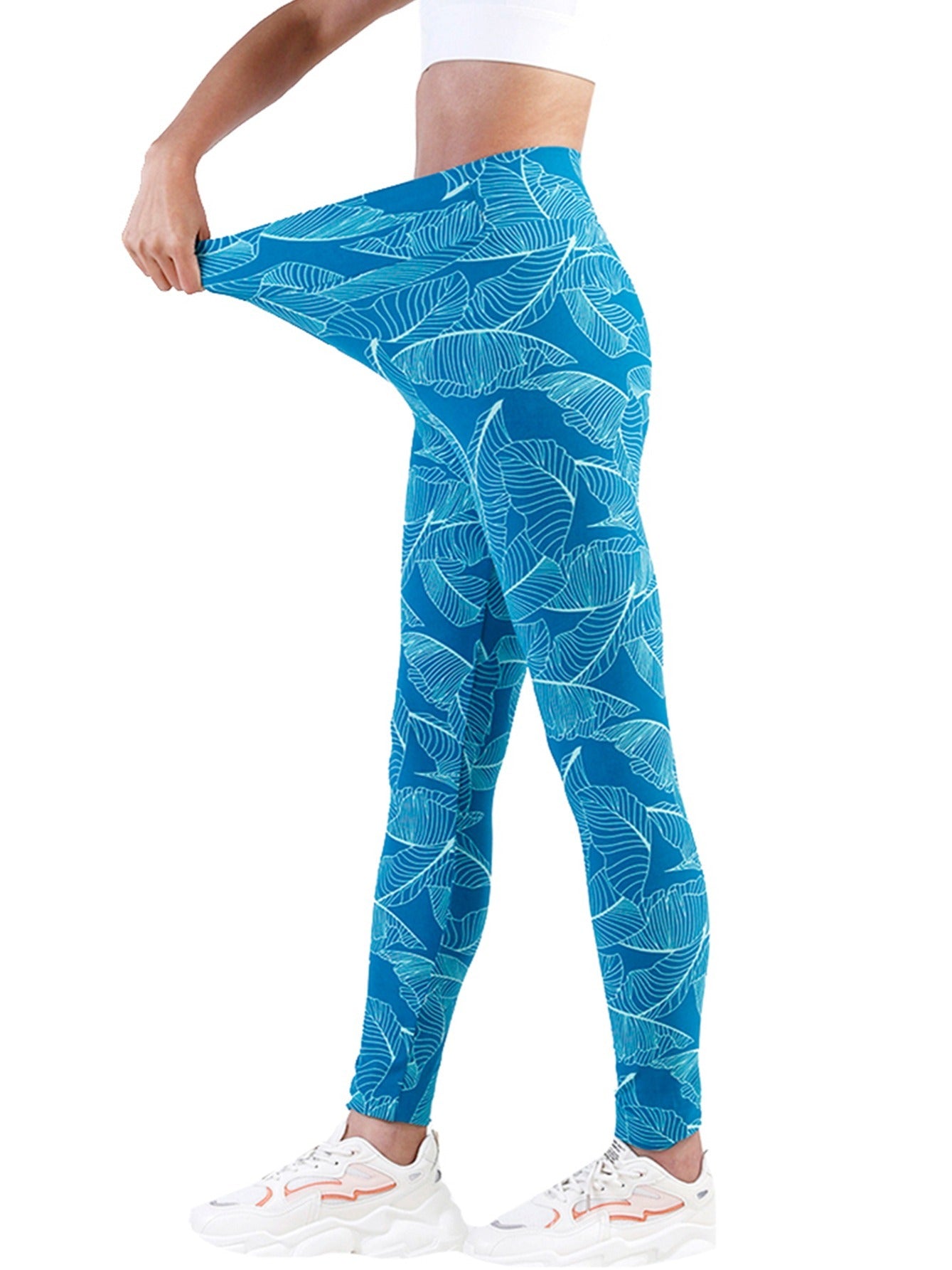 Women's Leaf Print High Waist Cropped Pants