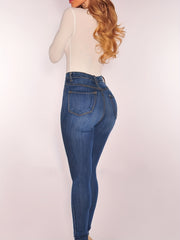  High Rise Skinny Jeans with Button Fly
