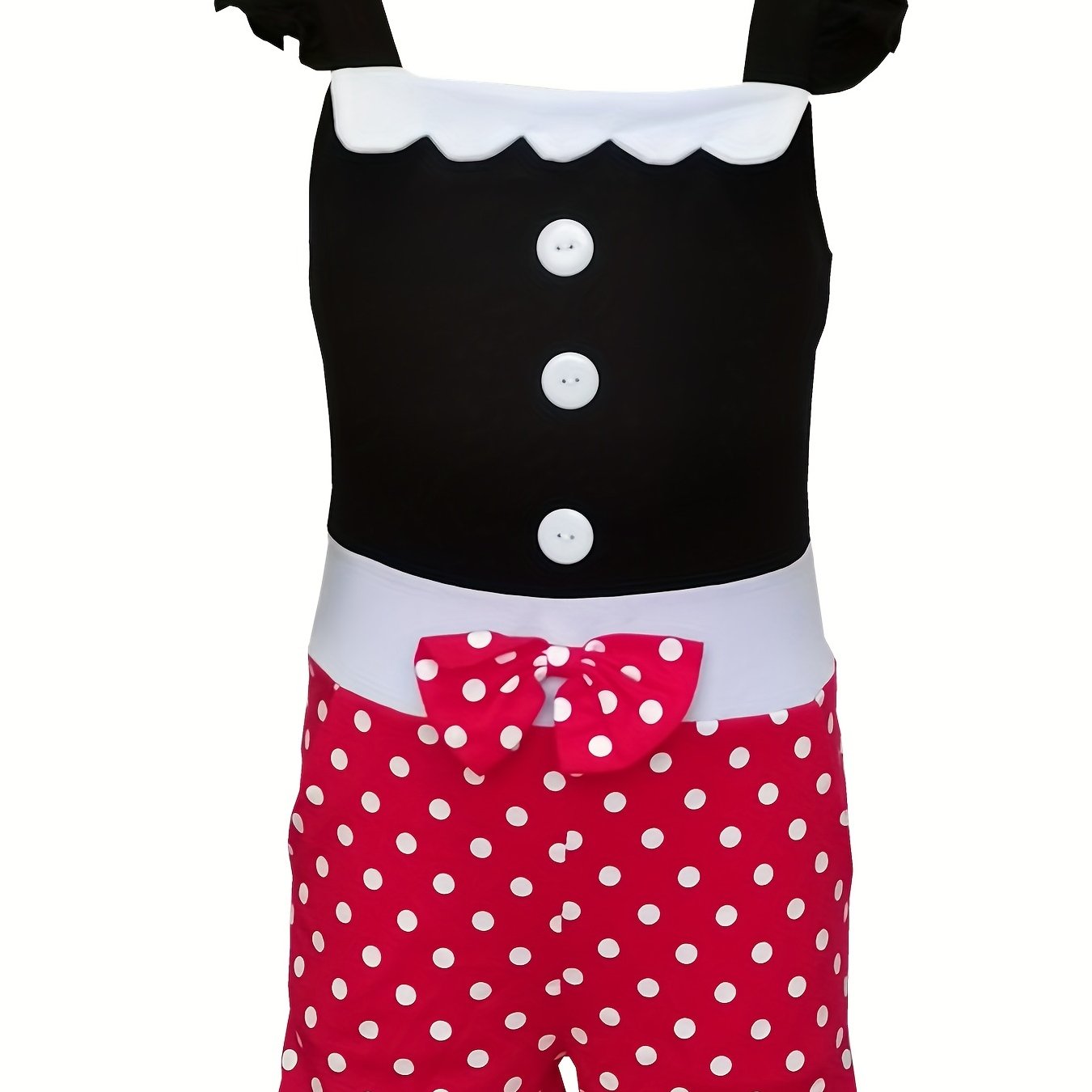 Toddler Girls Polka Dot Graphic Bow Front Rompers Jumpsuits