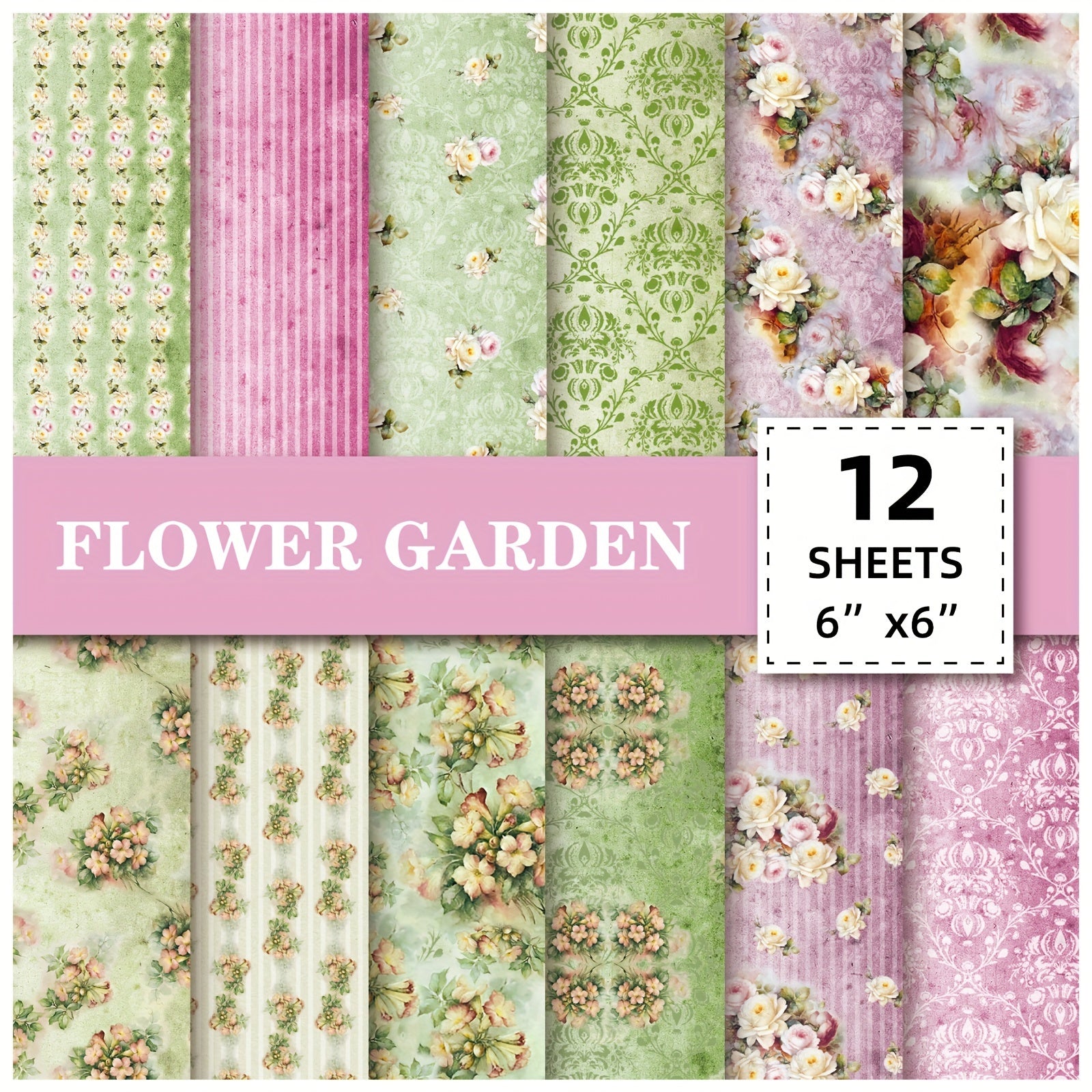12pcs Flower Series Brochure Paper for DIY Photo Album Scrapbook Art Card
