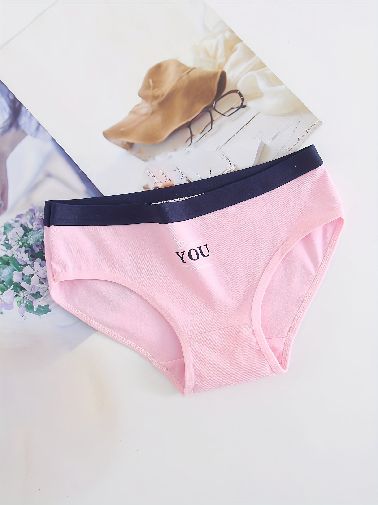 5pcs Cotton Cartoon Briefs Panties Set For Women