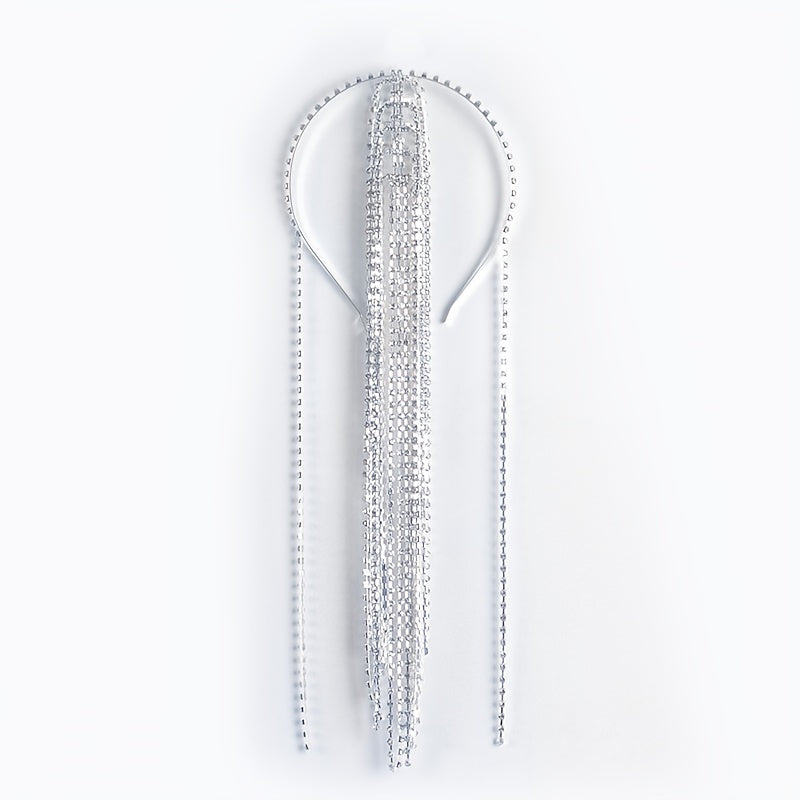 Crystal Rhinestone Hair Chain Headpiece with Tassel