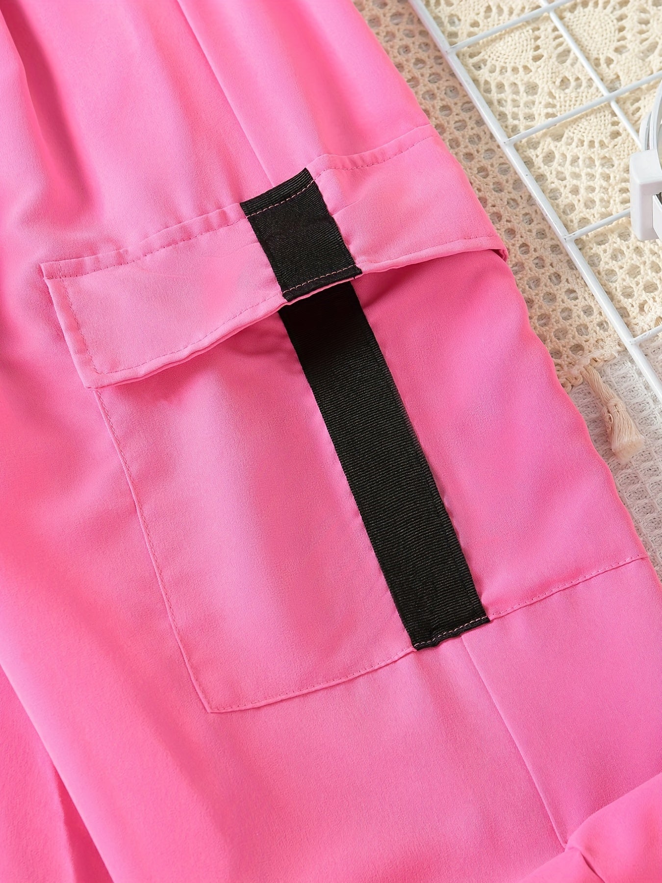 Girls' Casual Cargo Jogger Trousers with Pockets