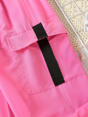 Girls' Casual Cargo Jogger Trousers with Pockets
