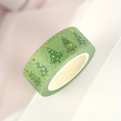 1pc Christmas Washi Tape Green Bottom Christmas Tree Pattern