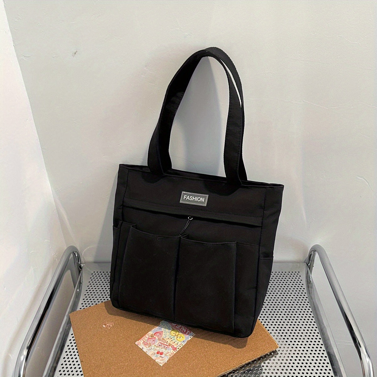 Casual Canvas Shoulder Bag Solid Handbag All Match Storage Bag
