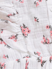 Cotton Bow Flutter Sleeve Floral Baby Dress