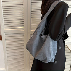 Corduroy Shoulder Tote Bag for School & Work