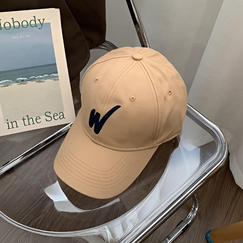 Inclined W Embroidery Baseball Cap Women Casual Sunscreen Sports Hat