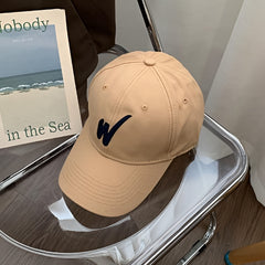 Inclined W Embroidery Baseball Cap Women Casual Sunscreen Sports Hat