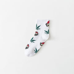 4 Pairs Women's Letter Print Mid Tube Socks