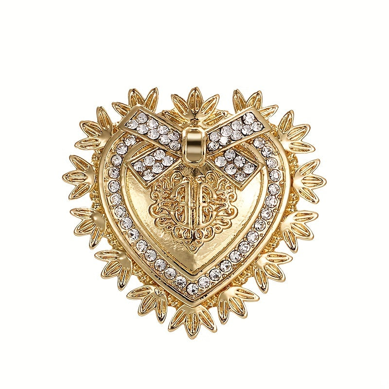 Golden Plated Heart Brooch For Men