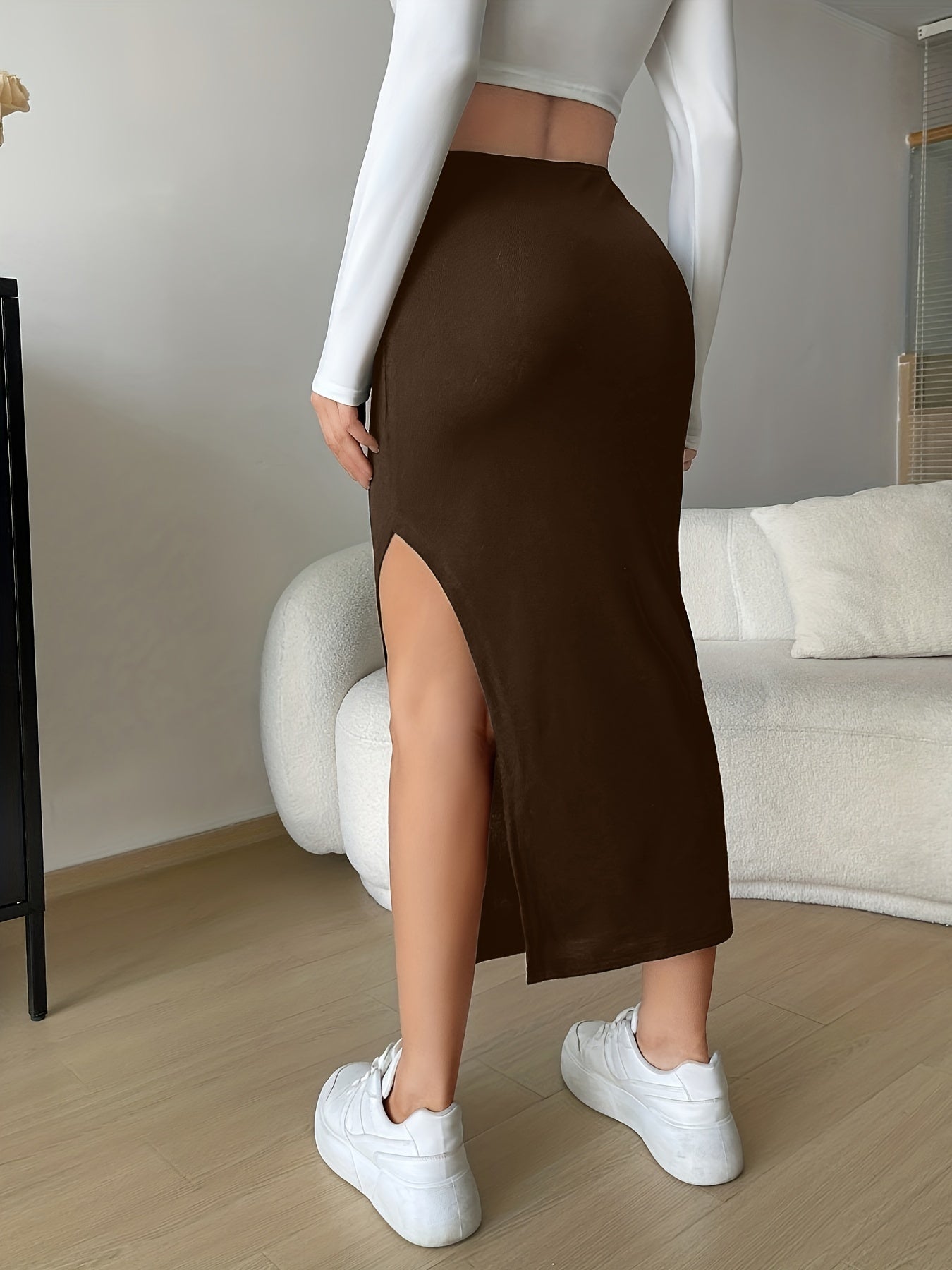 High Waist Side Split Skirt for Women