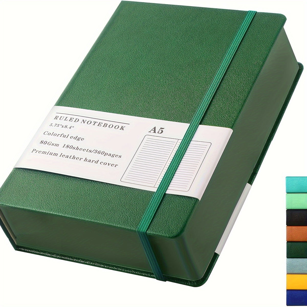 Thick Lined Diary Notebook Pen 365 Pages A5 College Rules Leather Hardcover
