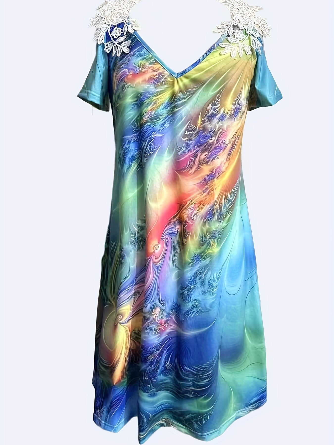  Summer Dress Women's Painting Print Lace Strap