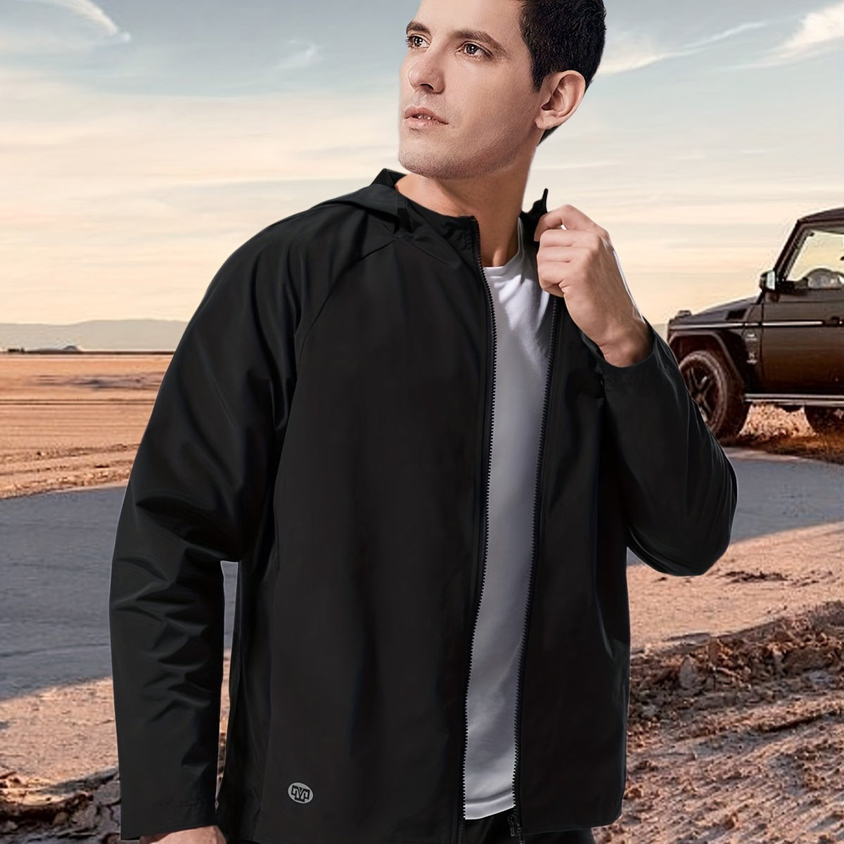 Men's Lightweight Hooded Windbreaker Jacket for Outdoor Activities