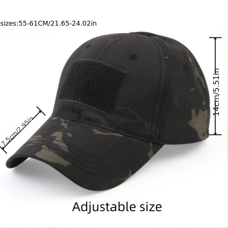 Adjustable Camo Print Baseball Cap Hook-and-Loop Closure