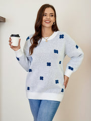  Floral Pattern Long Sleeve Pullover Jumper