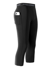Men's Solid Pocket Leggings Active Quick Drying Sports Compression Pants
