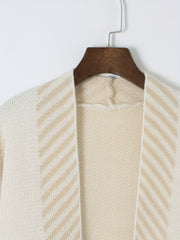  Colorblock Stripe Long Sleeve Cardigan