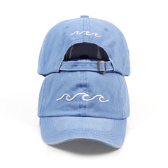 Wave Cotton Cap Women's Baseball Cap Unisex Vintage Embroidered Washed Cap