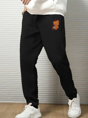 Men's Cartoon Bear Print Loose Sweatpants