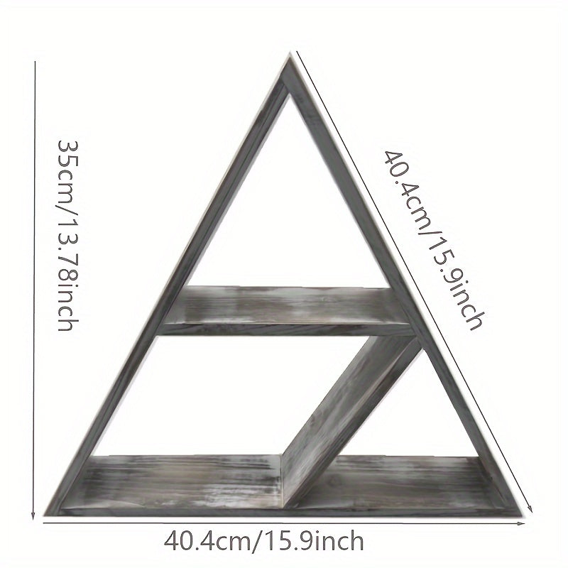 2pcs Triangle Storage Rack Dark Brown Wood Wall mounted Storage R