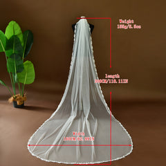 Romantic Bridal Veil with Lace Trim & Tulle Overlay