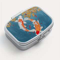 Lake Koi Printed Square Pill Box Mini Portable for Travel Outdoor Sports