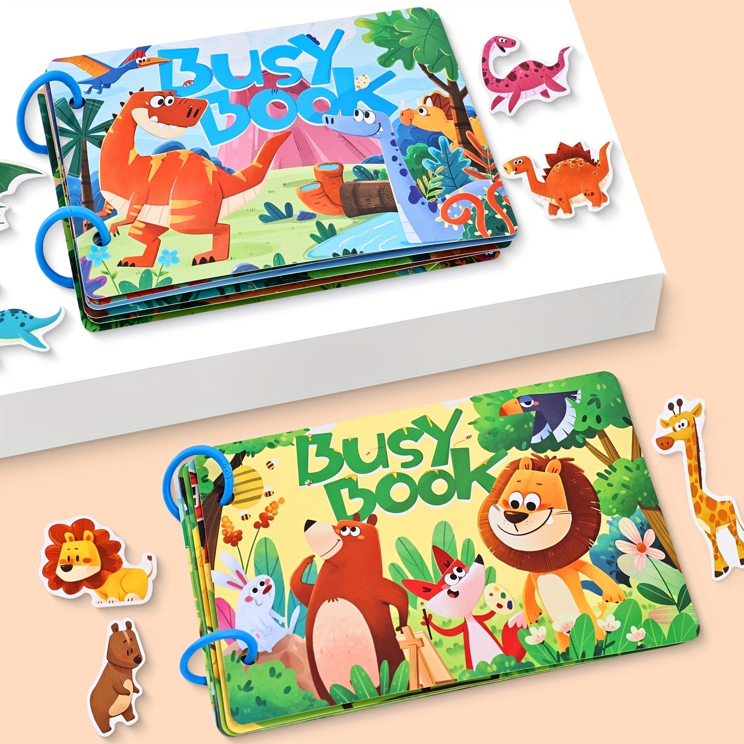 Interactive Cartoon Busy Book with Letters & Math Skills, Sticker Activity