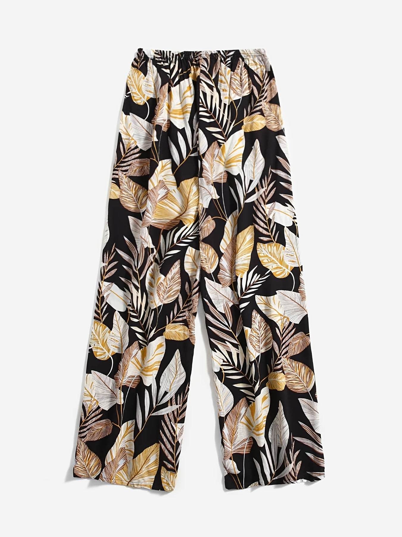  Tropical Print Wide Leg Trousers