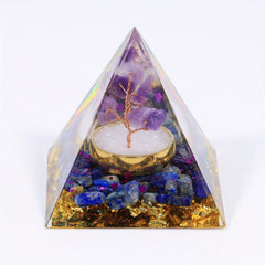 Tree Of Life Orgone Pyramid with Amethyst Ball