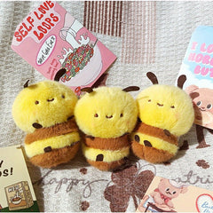 2pcs Cute Bee Plush Dolls 4 Inch Keychain Pendants for Collectors and Home Decor