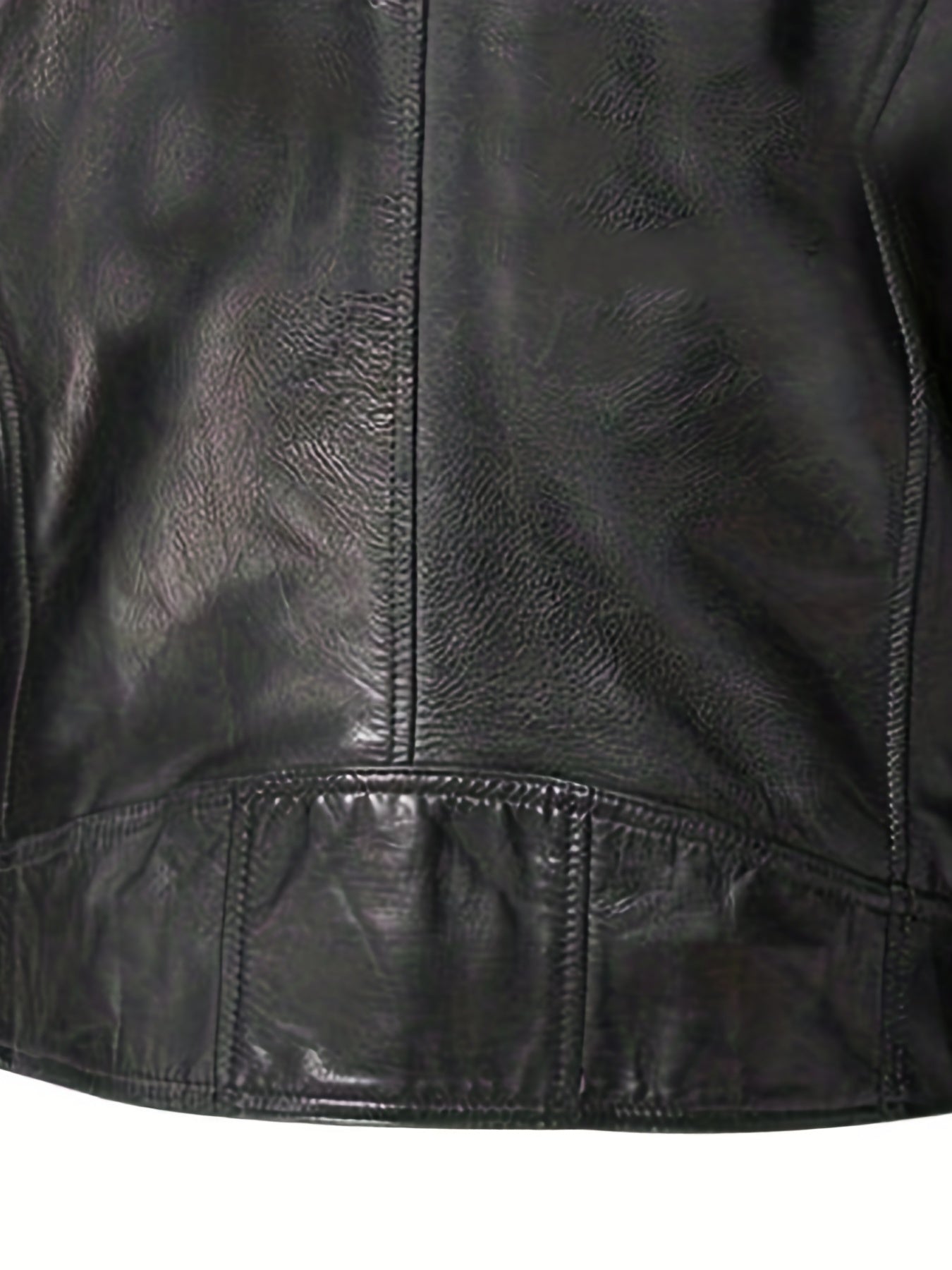 Men's Casual Solid Zip Up Stand Collar Faux Leather Jacket