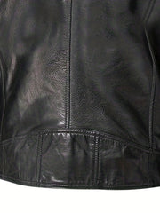 Men's Casual Solid Zip Up Stand Collar Faux Leather Jacket