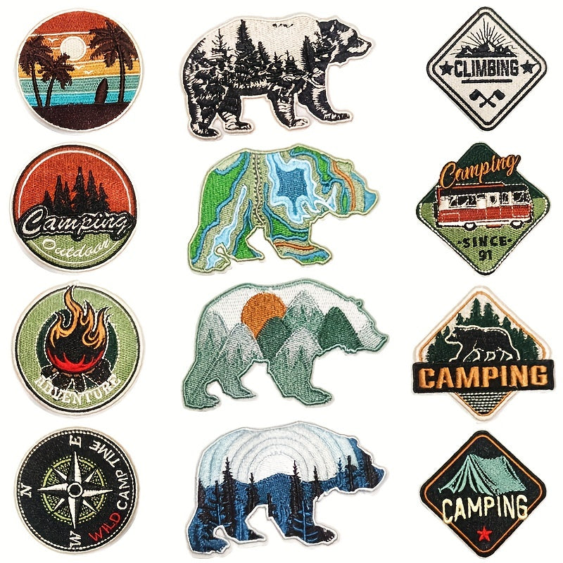 12pcs Bear Embroidered Patches For Men Sew On Embroidered Applique