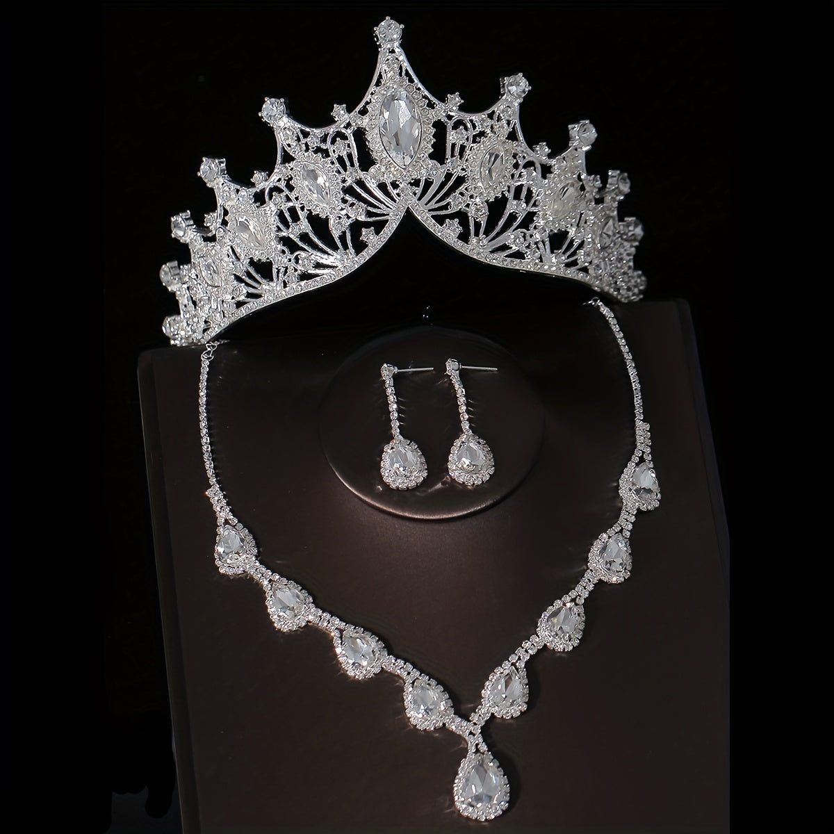 Crystal Bridal Headband Necklace Earrings Set Wedding Accessory
