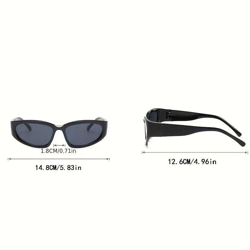 Punk Y2K Wrap Around Sunglasses - Cyber Silvery Glasses - UV400 Protection