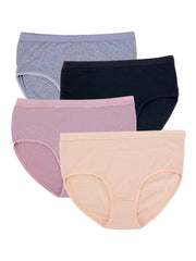4 Pack Plus Size Basic Panties Set Women's Plus Solid Mid Waist