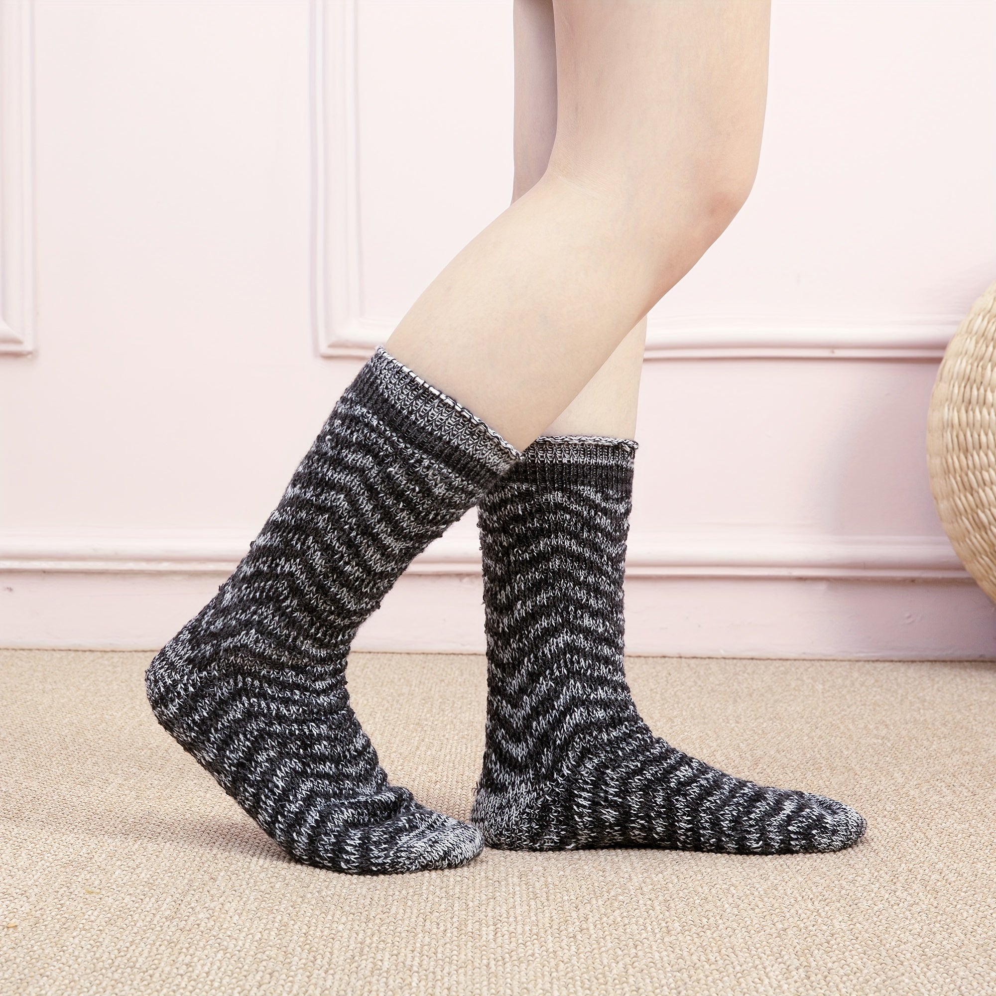 Stripe Print Socks Soft Mid Tube Socks Women's Stockings