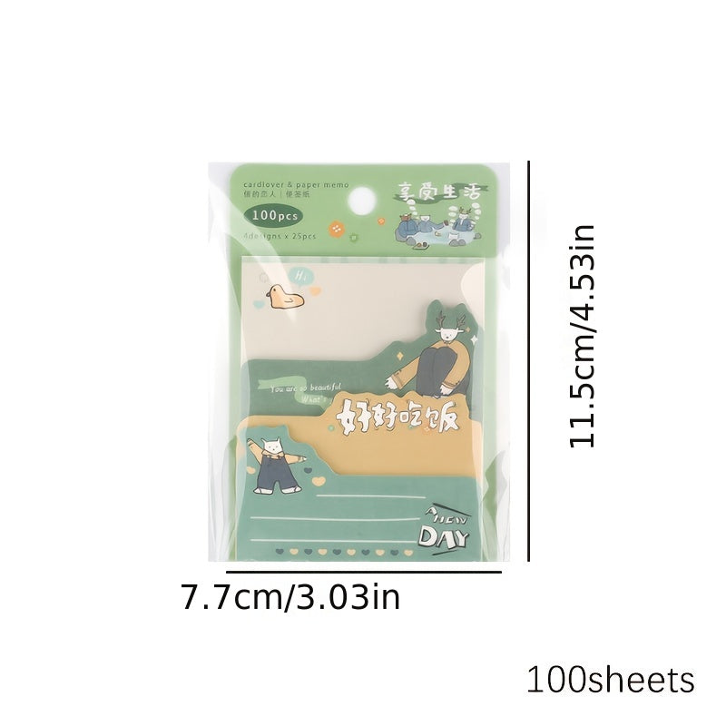 Animal Academy Cartoon Sticky Notes 100 Sheets