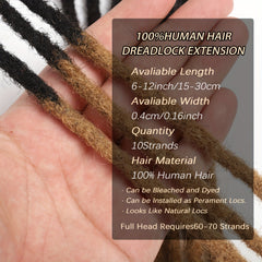 BRAID 100% Human Hair Dreadlock Extensions 10Strands 6-12 Inch