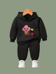 2pcs Girls Activewear Sets Sweet Cherries Pattern Breathable Sports Outfits