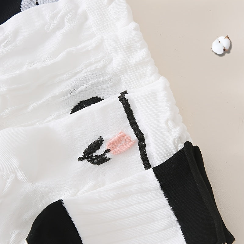 Paris Bunny & Floral Print Socks Women's Stockings