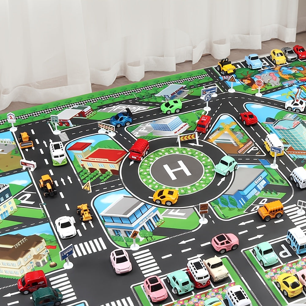 City Traffic Parking Lot Urban Theme Game Mat with Scene Map