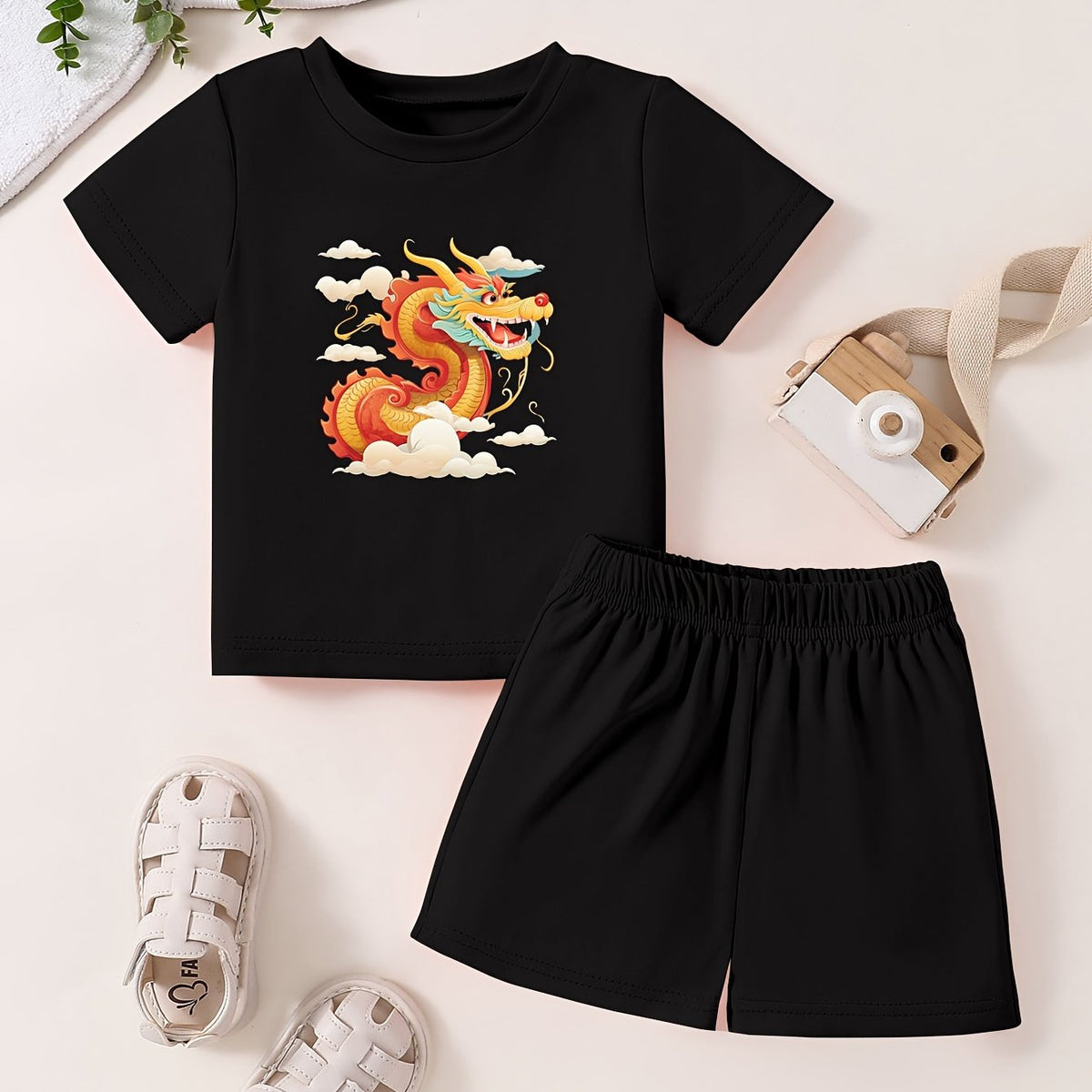 Toddler Dragon T shirt & Shorts 2pcs Summer Set