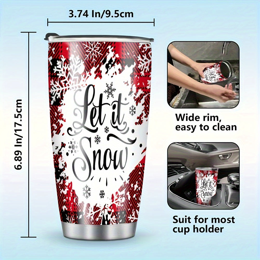 Christmas Printed Stainless Steel Water Cup 590ml Double Layer Vacuum Bottle