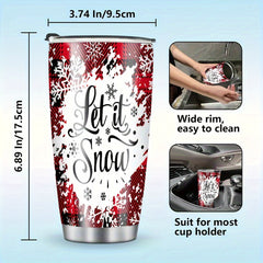 Christmas Printed Stainless Steel Water Cup 590ml Double Layer Vacuum Bottle