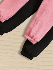 2pcs Girl's Dry Fit Bow Front Jogger Trousers