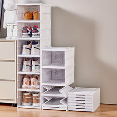 6 Tier Transparent Shoe Boxes With Door Foldable Stackable Shoe Rack